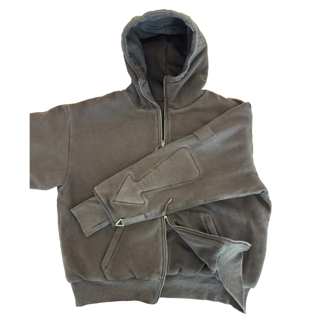 ARROW PADDED Double Layered Hoodie : WASHED BLACK