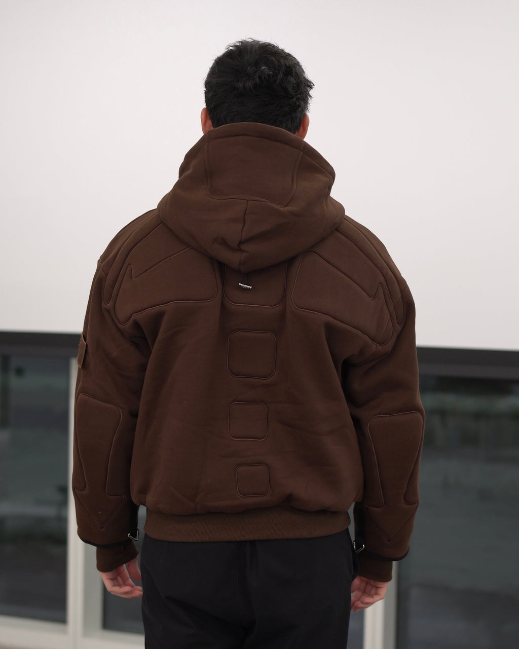 ARROW PADDED Double Layered Hoodie : CHOCOLATE BROWN