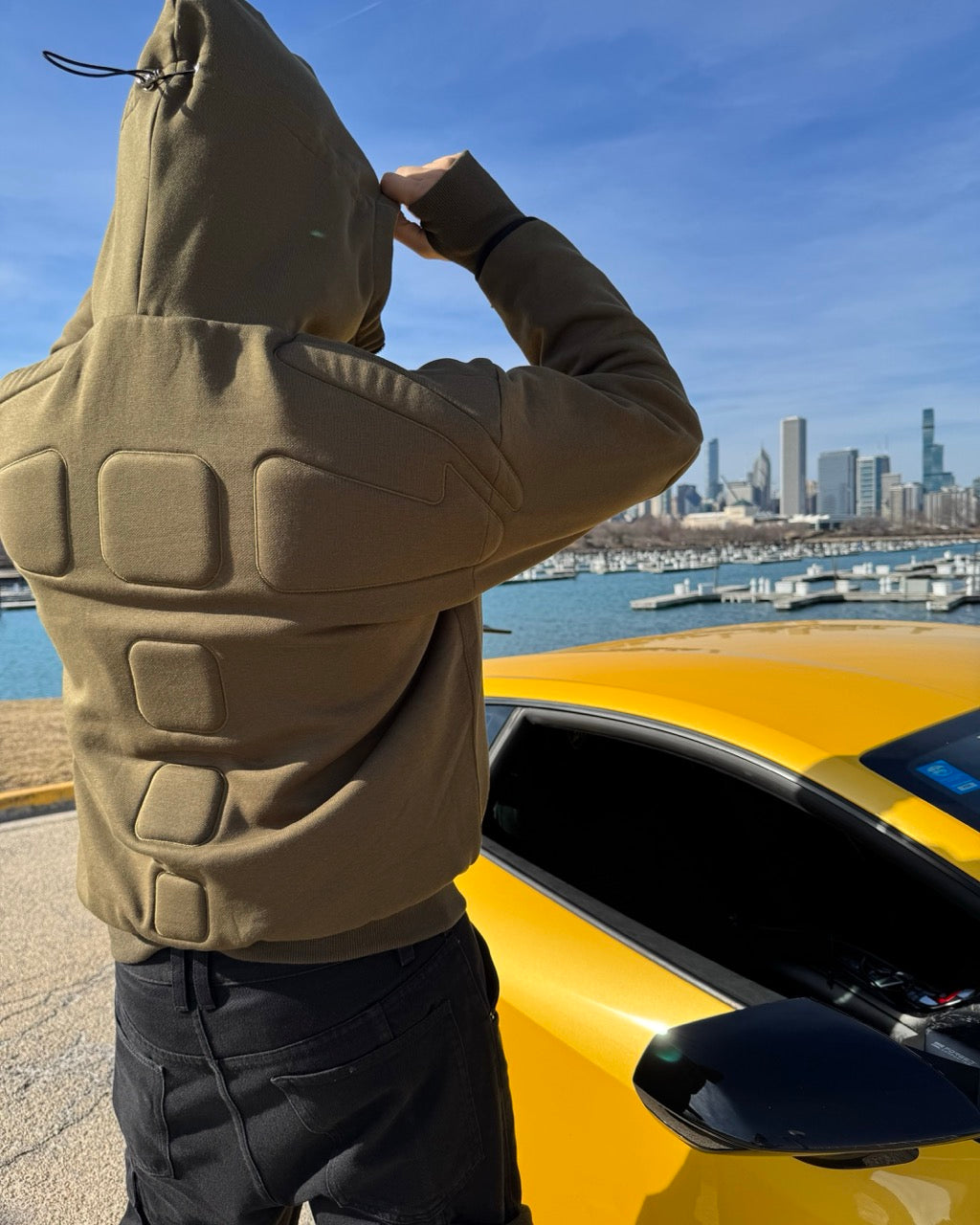 ARROW PADDED Double Layered Hoodie : CHOCOLATE BROWN