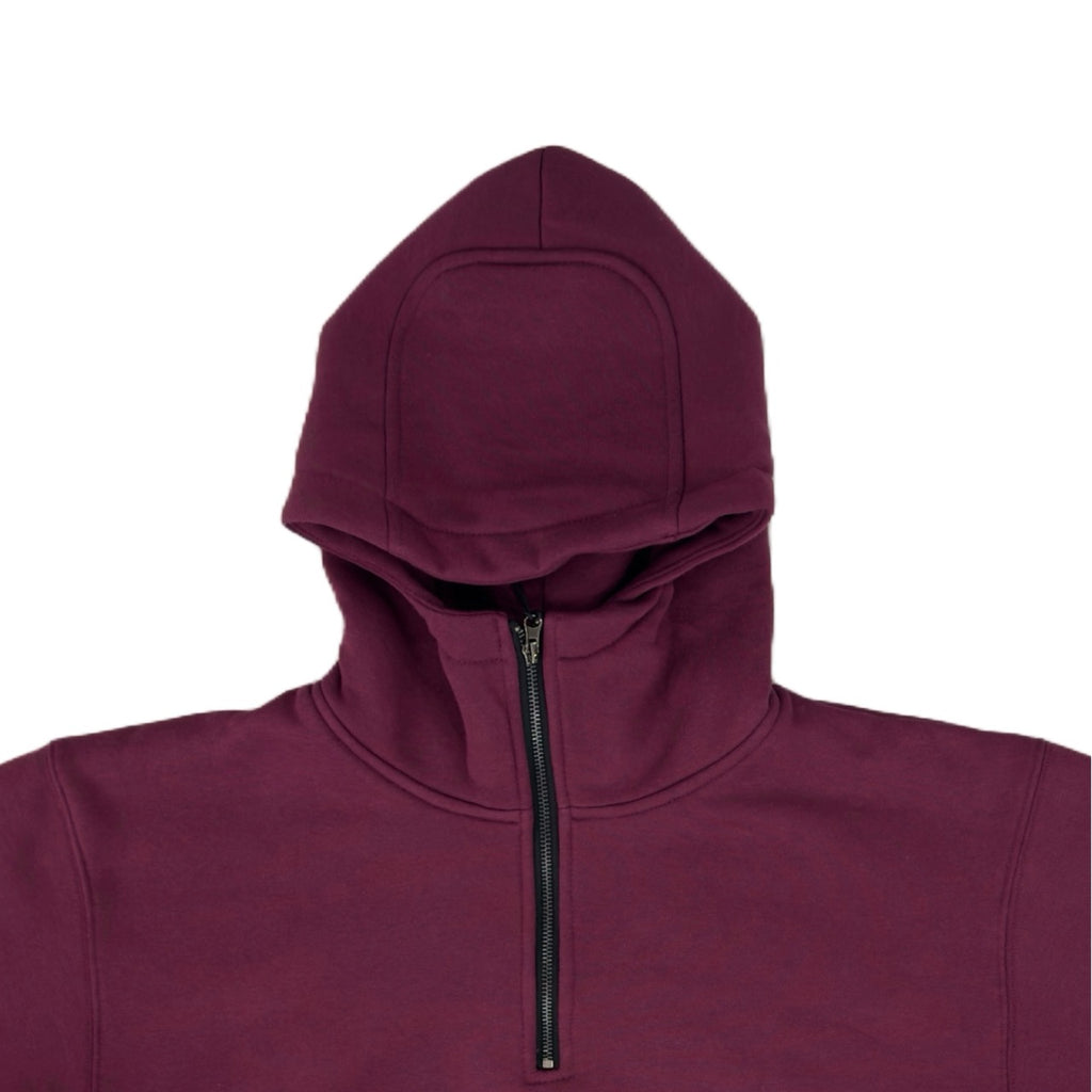 1/4 ZIP Double Layered Hoodie : BERRY