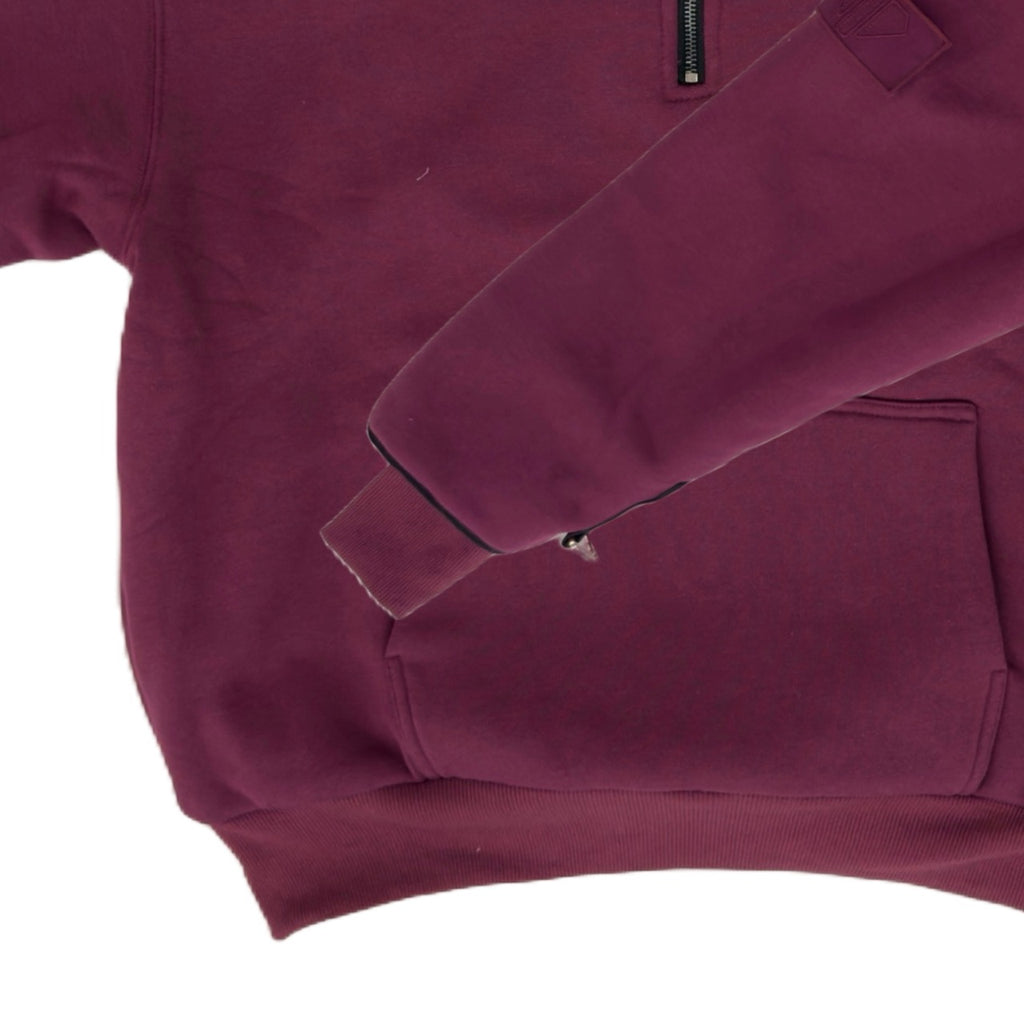 1/4 ZIP Double Layered Hoodie : BERRY