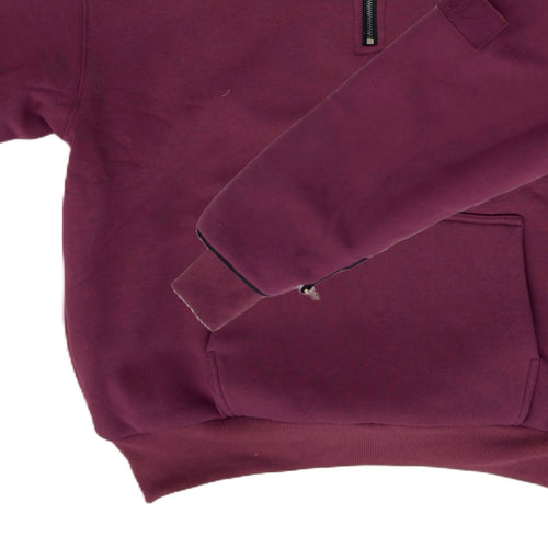 1/4 ZIP Double Layered Hoodie : BERRY
