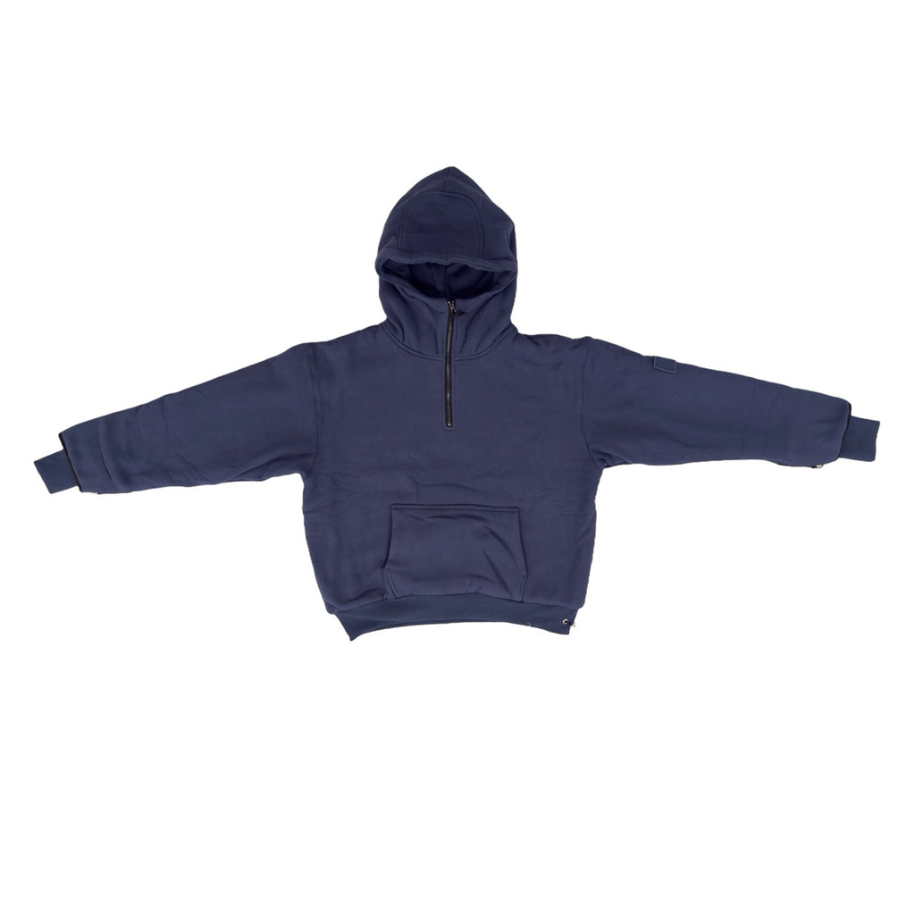 1/4 ZIP Double Layered Hoodie : BLUE