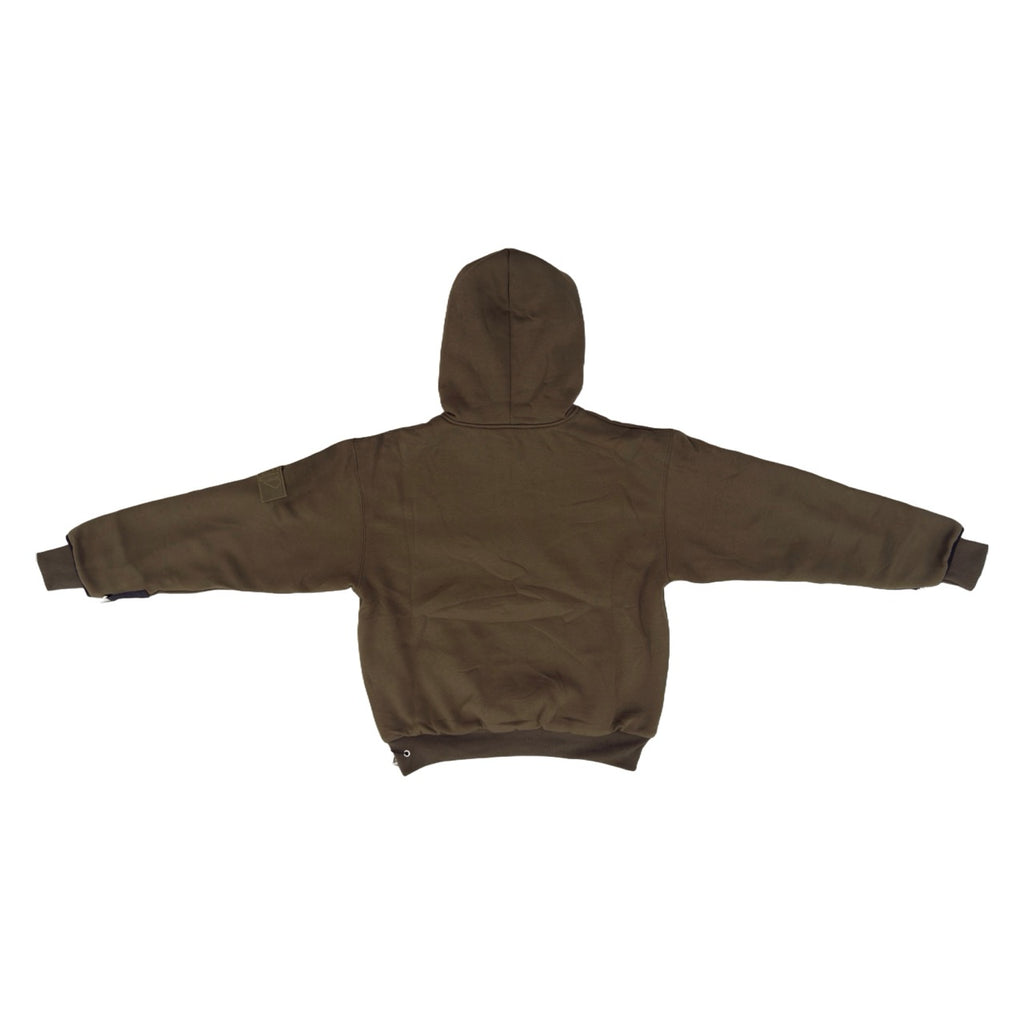 1/4 ZIP Double Layered Hoodie : OLIVE GREEN