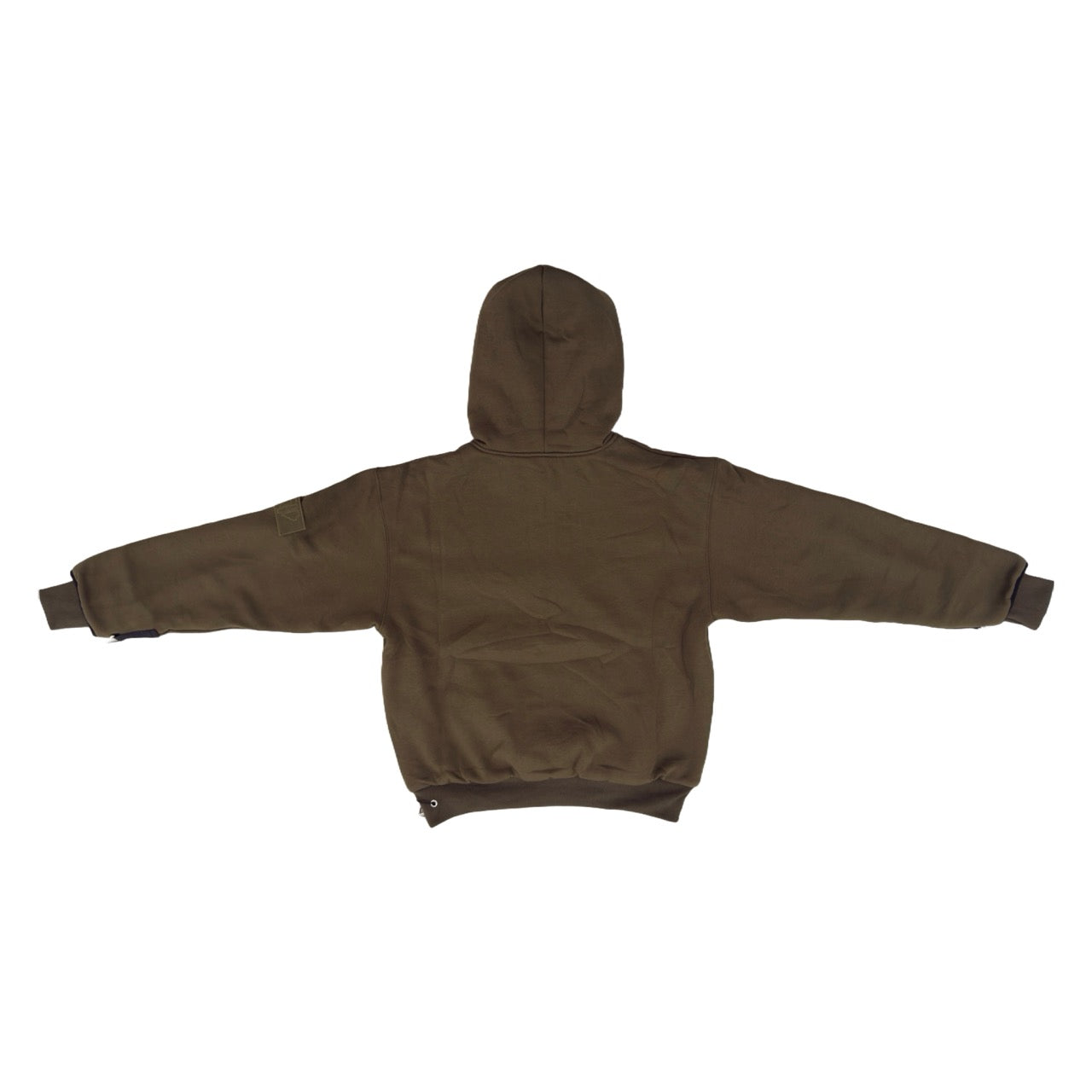 1/4 ZIP Double Layered Hoodie : OLIVE GREEN