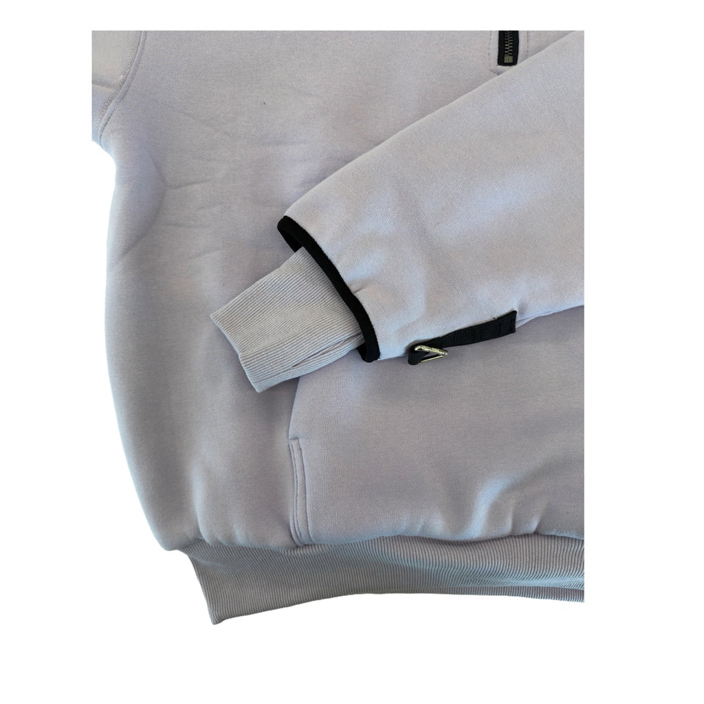 1/4 ZIP Double Layered Hoodie : LILAC